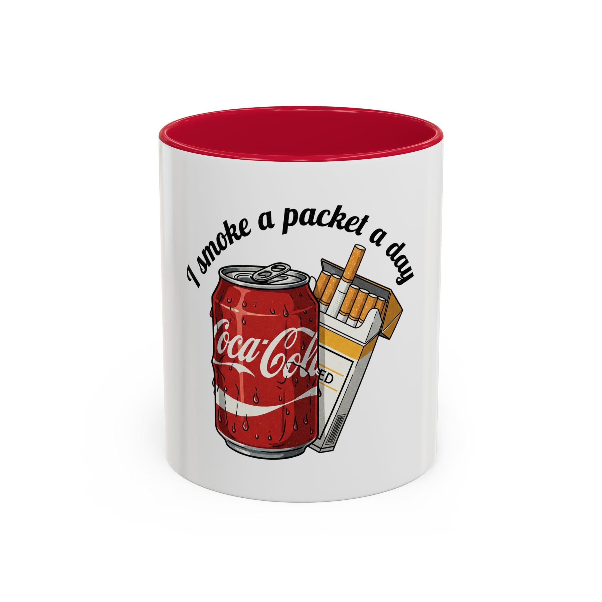 Ceramic Mug — "I Smoke a Packet a Day" Retro Soda & Cigarettes Graphic (11oz/15oz)