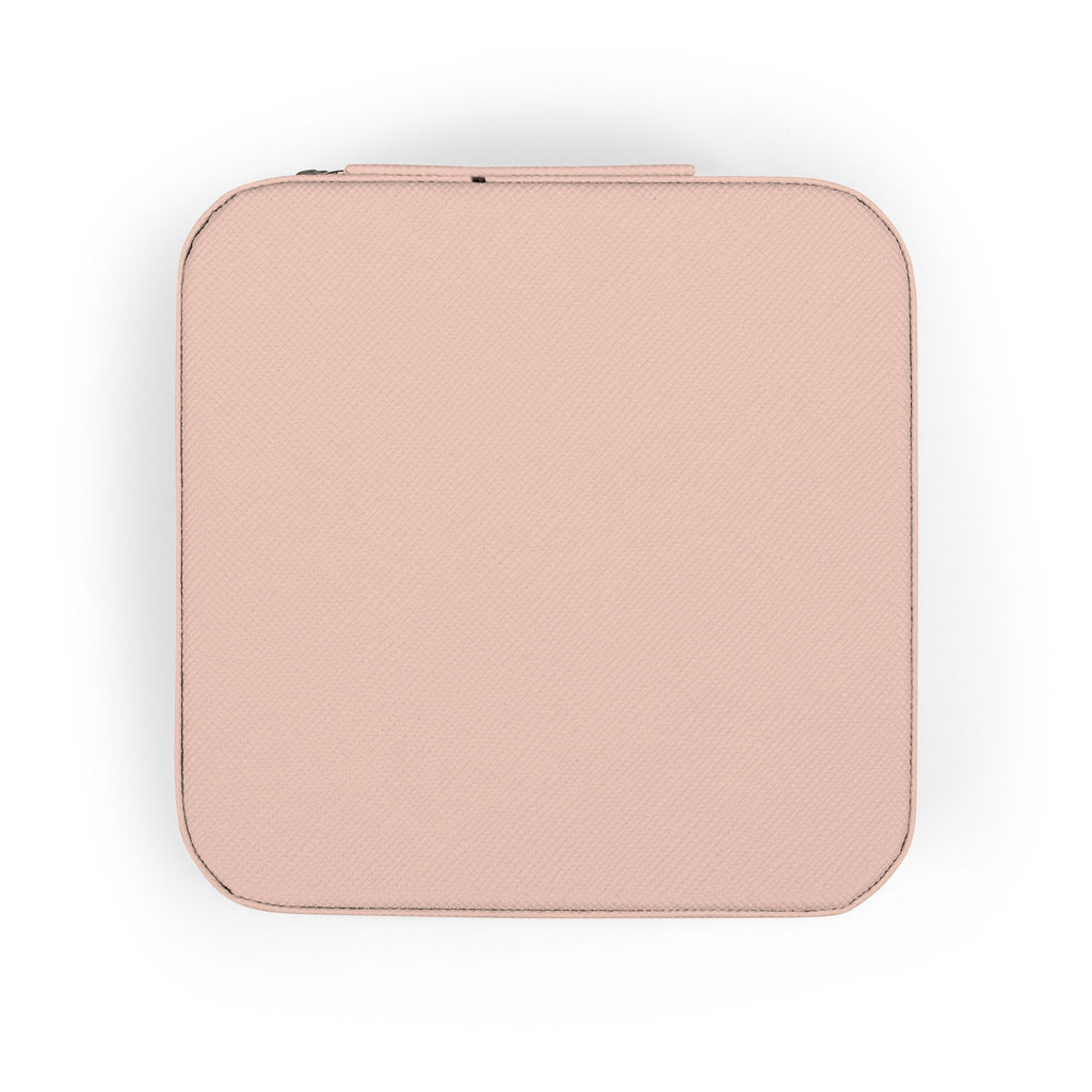 Travel Jewelry Case — Compact Pink Organizer with Flame Patch