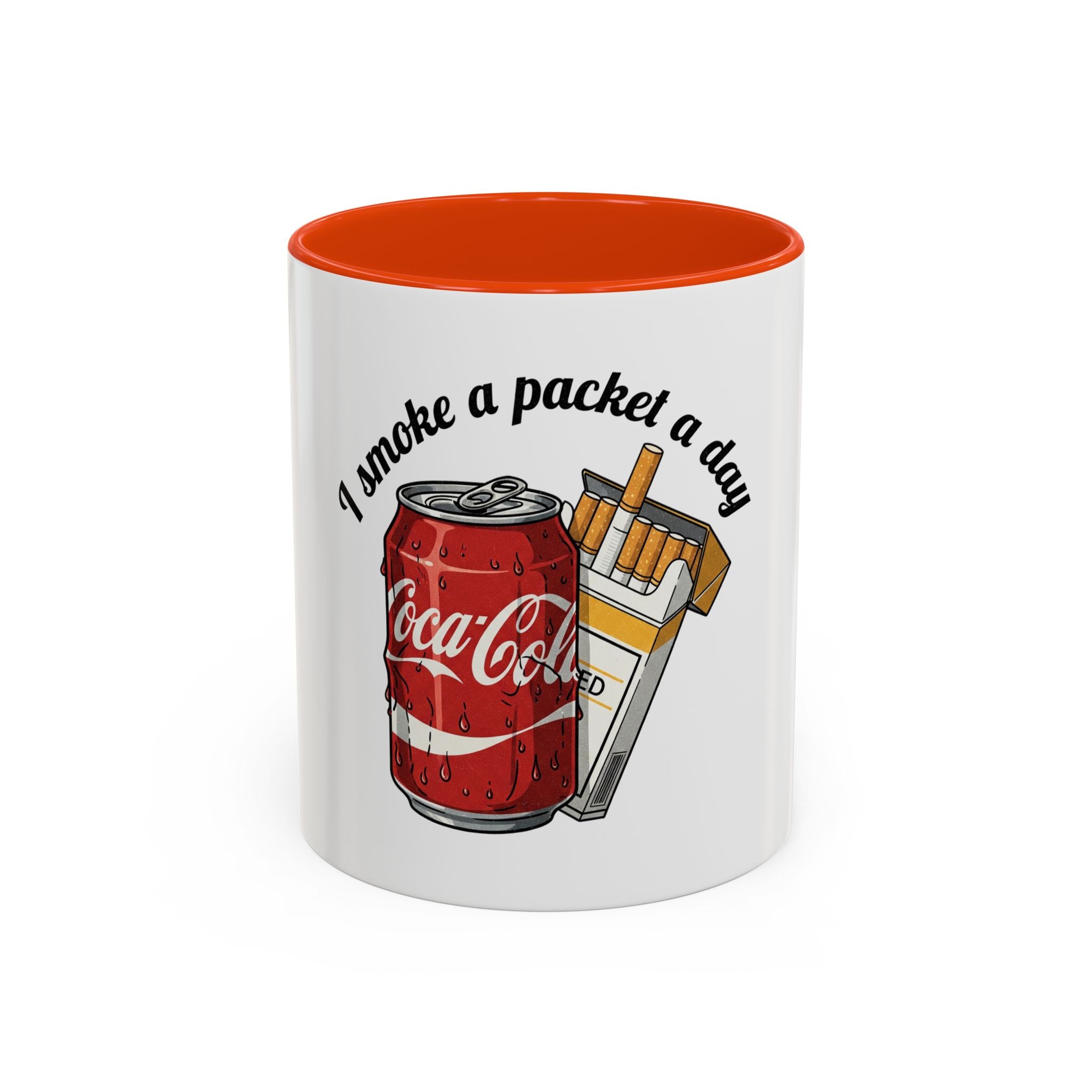 Ceramic Mug — "I Smoke a Packet a Day" Retro Soda & Cigarettes Graphic (11oz/15oz)