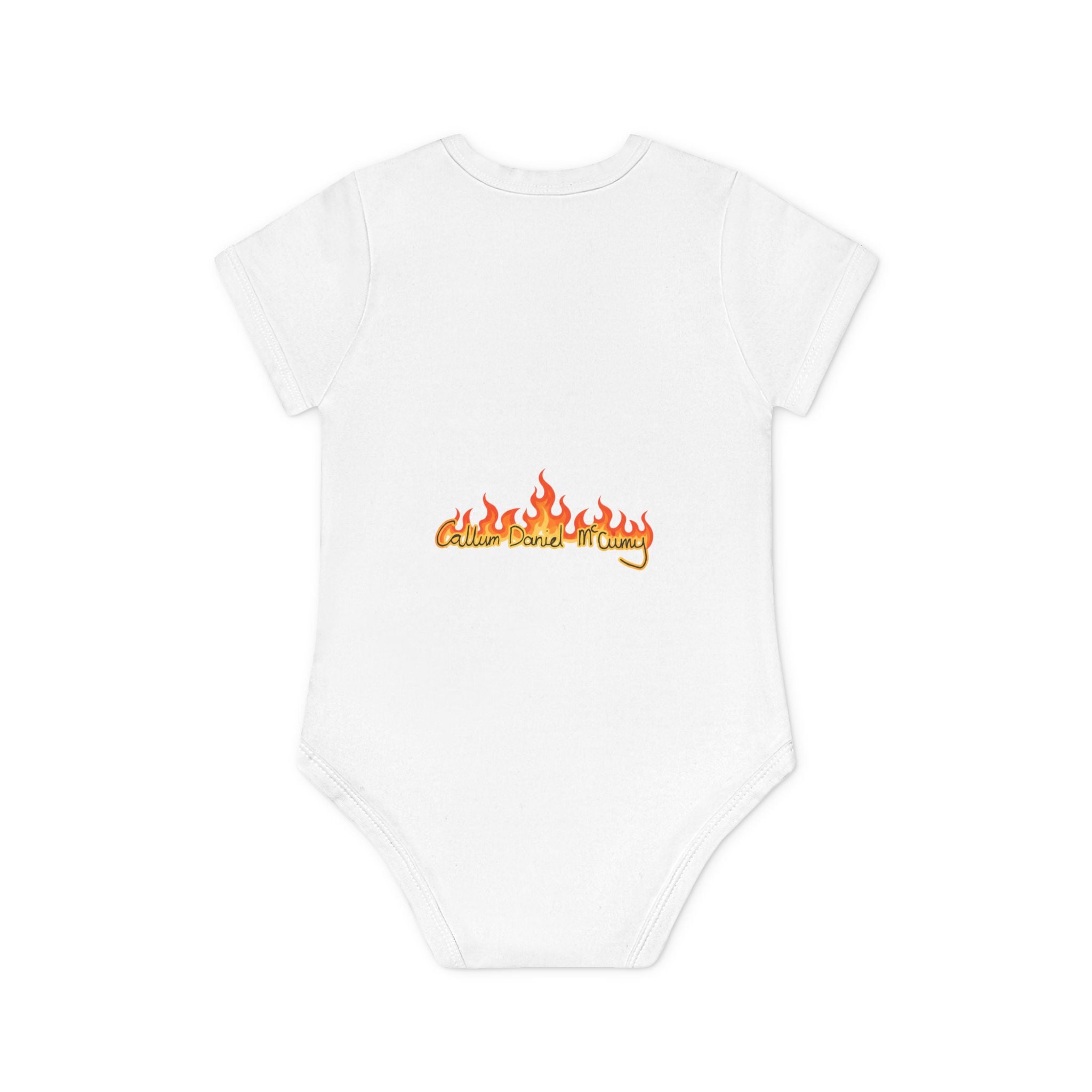 Baby Bodysuit — 'Call Me Papa' Flame Graphic Organic Cotton