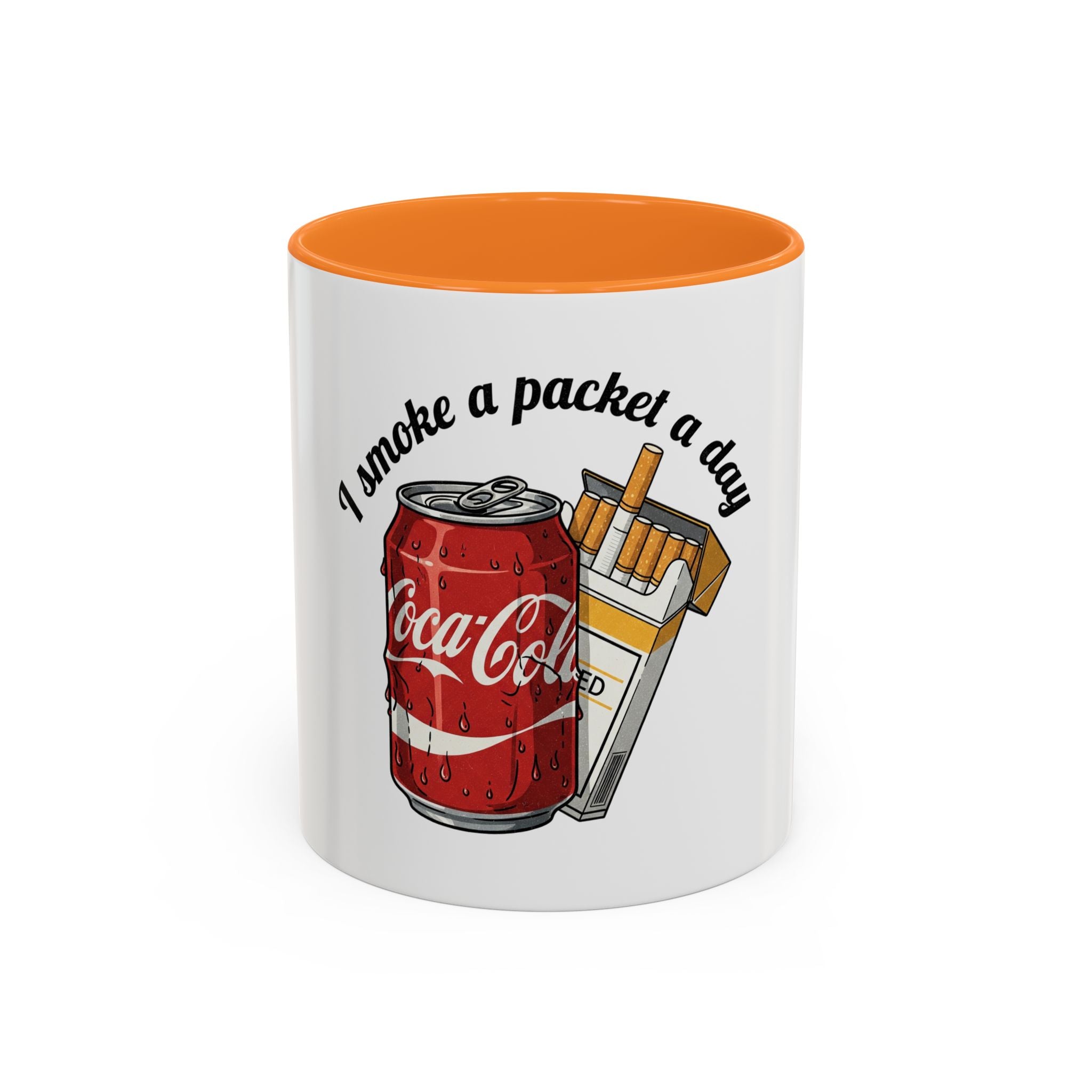 Ceramic Mug — "I Smoke a Packet a Day" Retro Soda & Cigarettes Graphic (11oz/15oz)