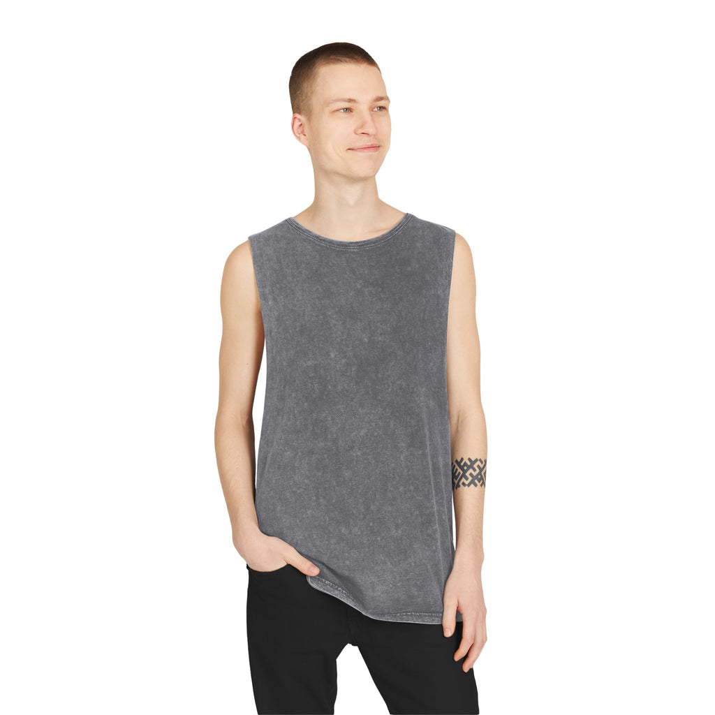 Unisex Stonewash Tank Top - The Greasy Thong Design, Summer Casual Wear, Beach Party Shirt, Funny Gift for Him, Vacation Essential