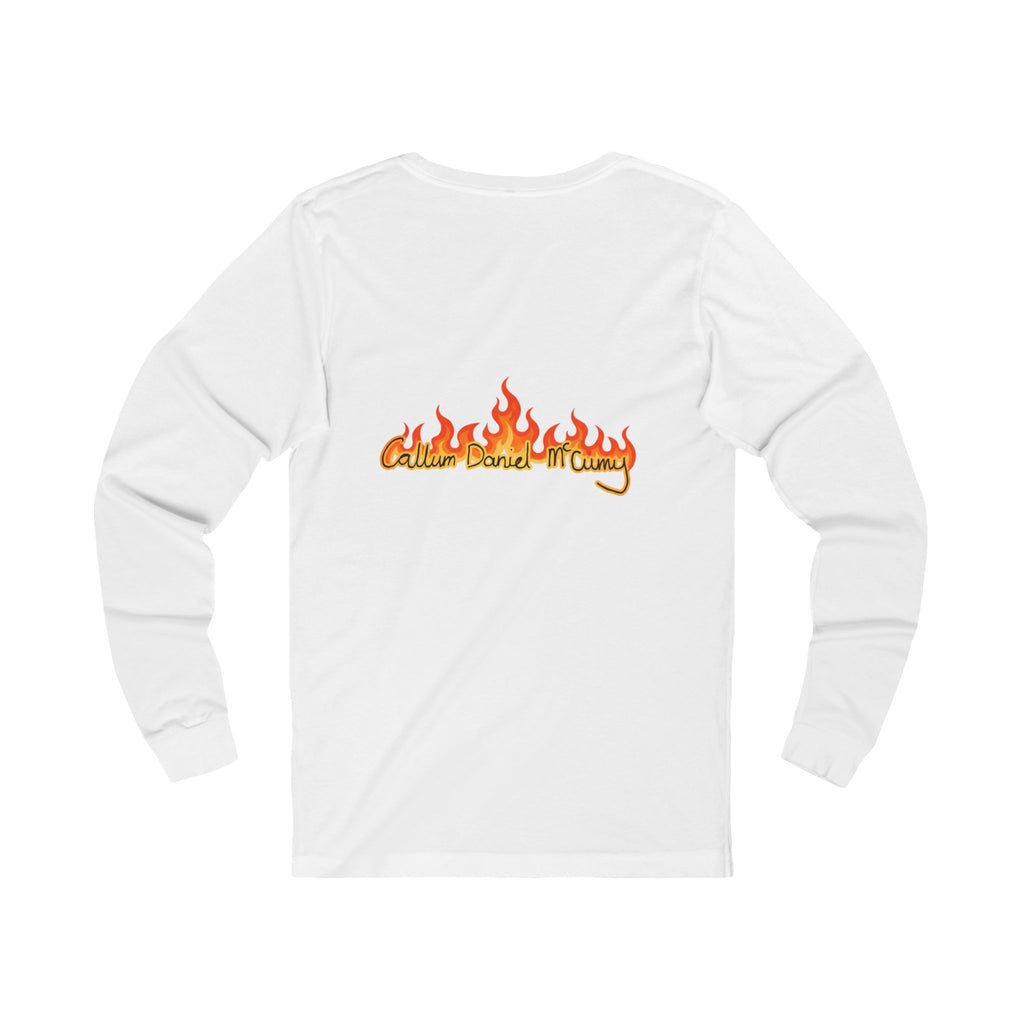 Long Sleeve Tee — Retro Flame 'Save Our Souls, Beloved' Graphic