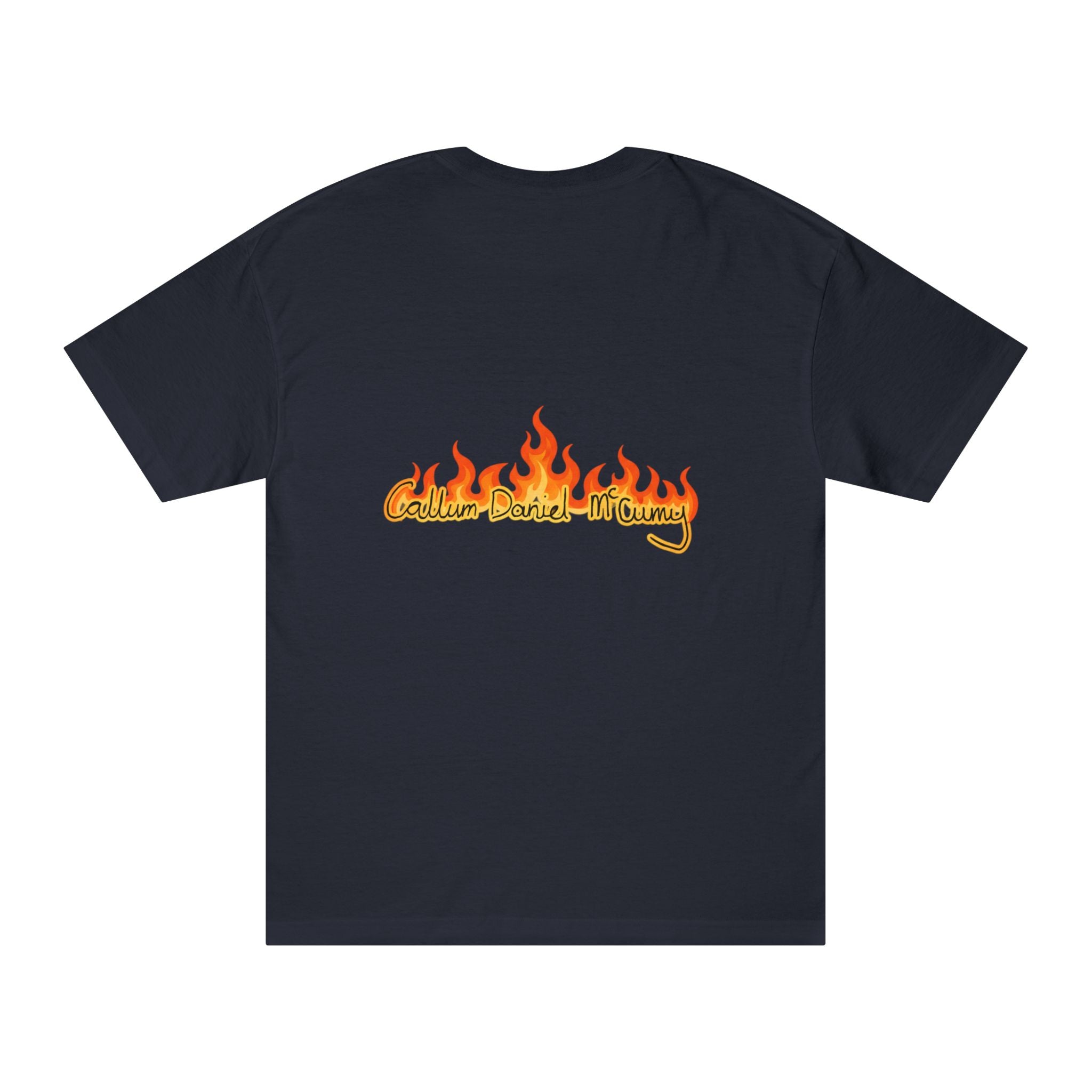 Graphic Tee — 'Callum Daniel McCurry' Flame Logo Backprint